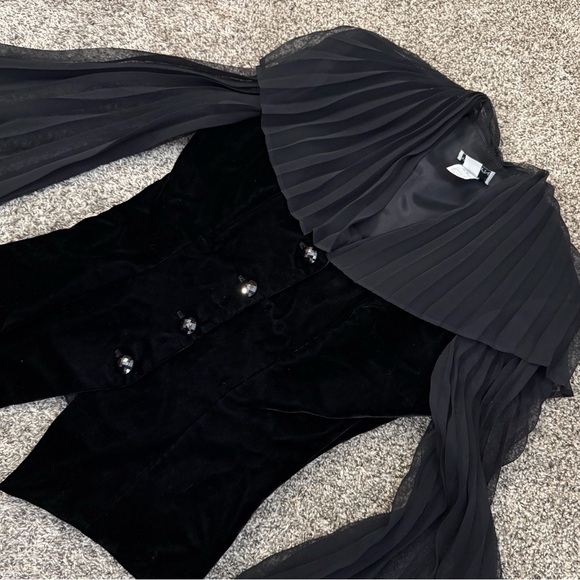 Elegant Black Sheer Sleeve Top - Picture 4 of 9